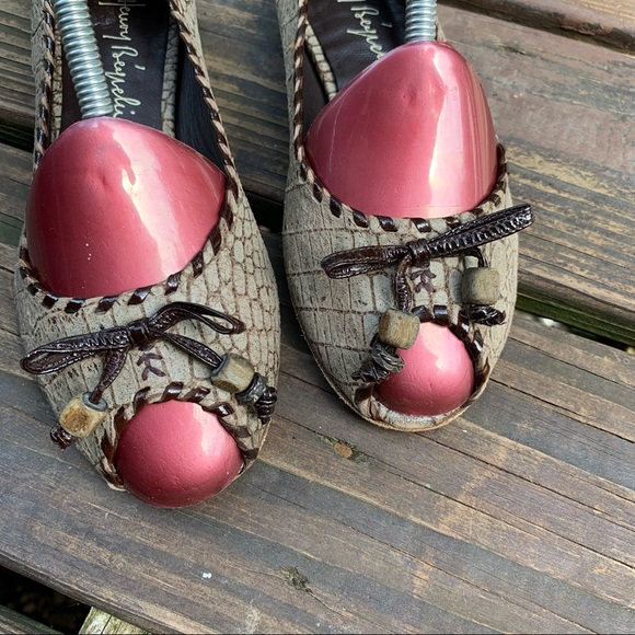 Henry Beguelin Designer Peep Toe Leather Kitten Heel | Size 6 - Picture 4 of 11